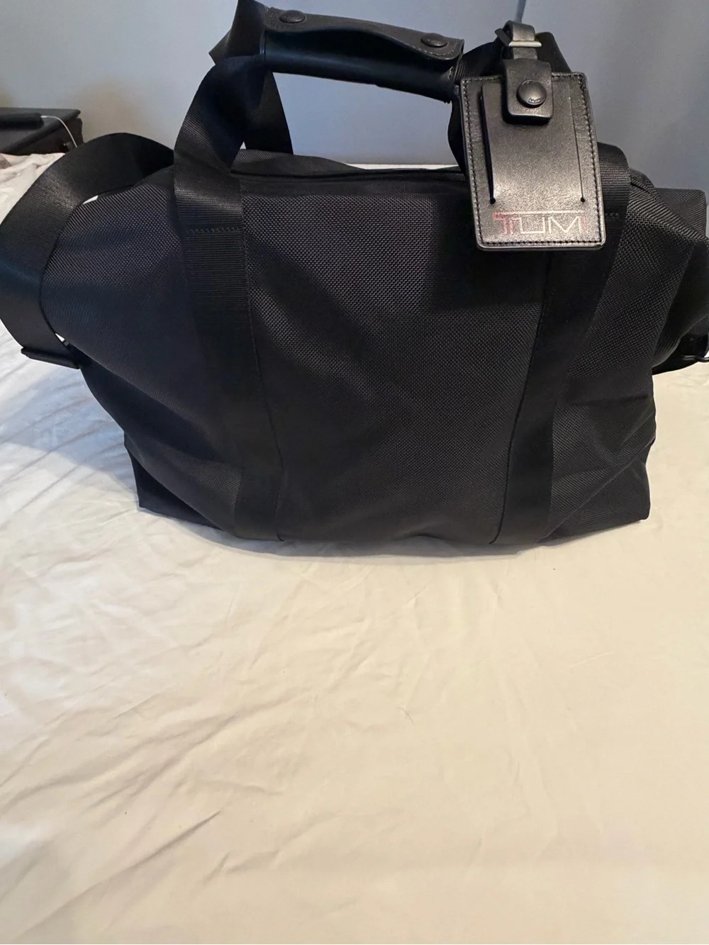 Tumi Black Travel Duffel with Leather Handle
